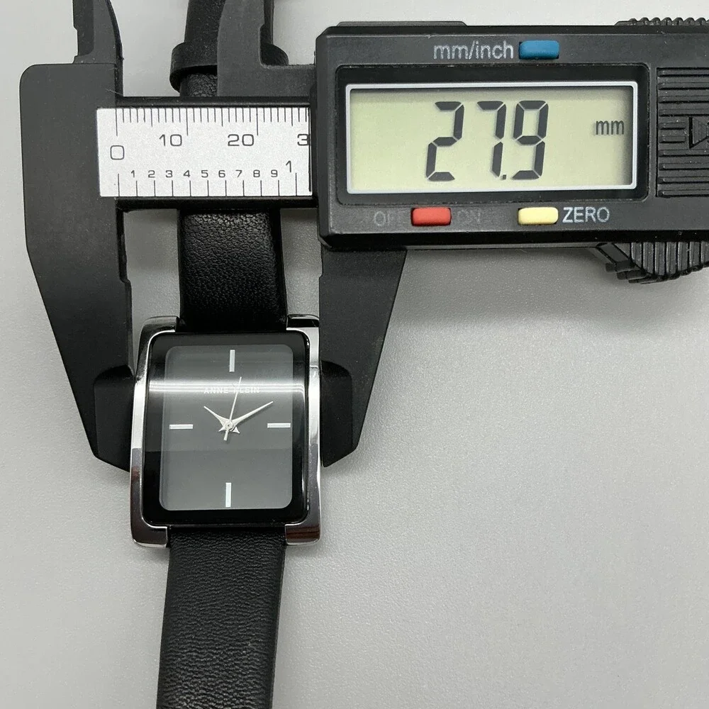 Anne Klein AK/2707 PC21J Womens Watch 28mm Black Dial Black Leather New Battery